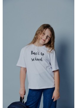 MiliLook біла футболка оверсайз для дівчинки Back to school Під замовлення